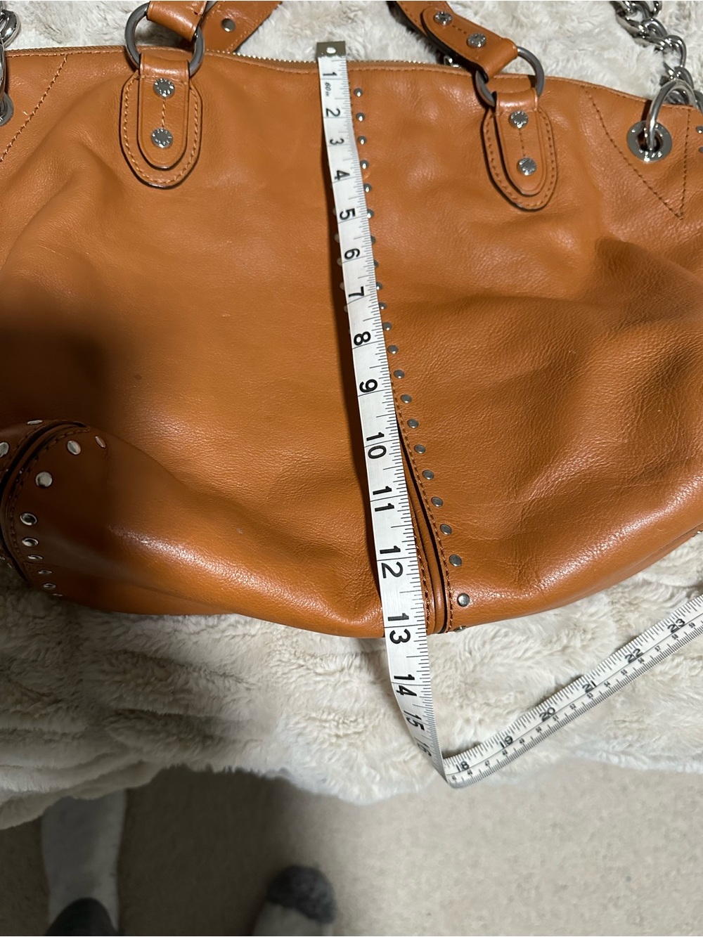 Michael Kors Astor Leather Studded Shoulder Tote - Picture 7 of 7